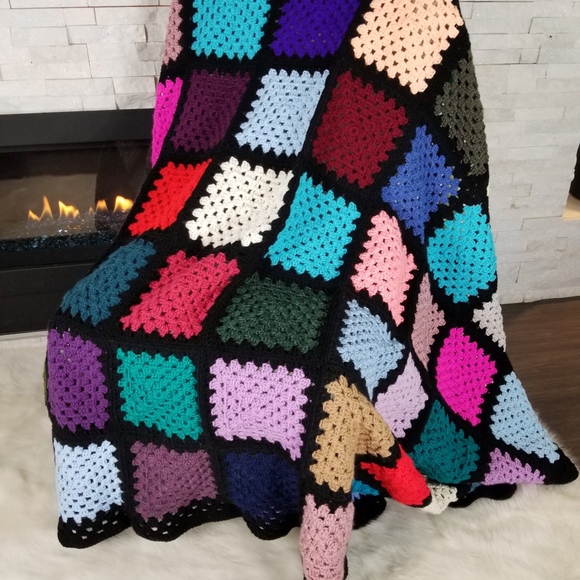 Grandma Ventures Other - Afghan Queen Size Handmade Crocheted Granny Square
